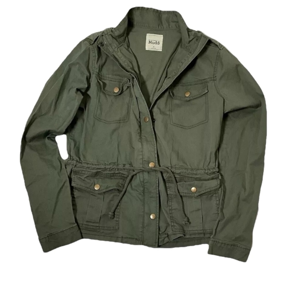 Mudd military Cargo Army Green Zip‎ Button Front Utility Jacket Bella Swan